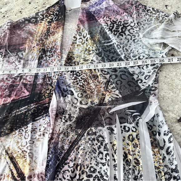 Jess & Jane Cardigan Womens 2X Mesh Open Knit USA Made Lagenlook Animal Print - Picture 6 of 8